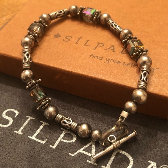 Vintage Silpada Sterling Silver and Swarovski Crystal Bead Bracelet B0912 - Picture 12 of 16